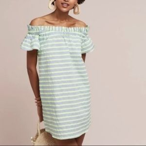 Anthropologie Corey Lynn Calter Neon Striped Off The Shoulder Dress Extra Small